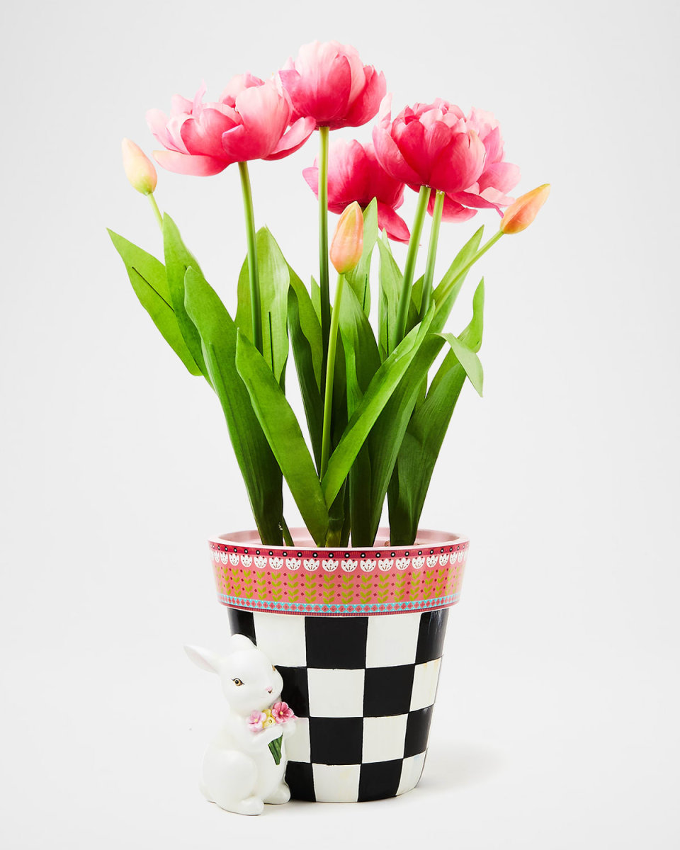 Calico Potted Tulip with Bunny